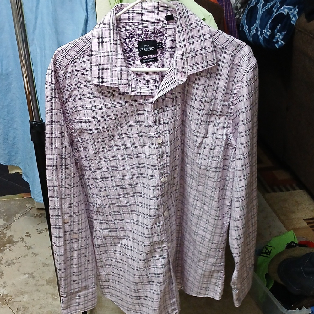 Pink And Black Plaid Long-Sleeve Shirt with Pointed Collar